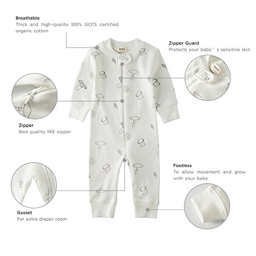 Owlivia Organic Cotton Baby Boy Girl Zip Up Sleep N Play, Footless, Long Sleeve(12-18 Months, Off-White) #TOP2
