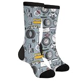 Yrassio Car Mechanic Novelty Crew Socks Casual Crazy Funny Dress Socks For Women Men Teens Gift