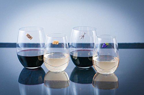 Simply Charmed Wine Glass Charms, Set of 6 Fun Magnetic Wine Theme Drink Markers and Tags