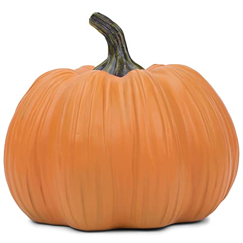 Elanze Designs Grateful Orange 8 inch Resin Stone Light Up Harvest Pumpkin - Thumbnail 4