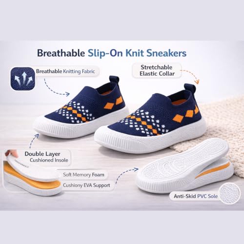 Image of Baby Choo Choo Shoes for Boys & Girls | Soft Slip-On Toddler Shoes with Whistle Heel | Breathable Knit Upper | PVC Sole | Ages 6 Months-3 Years