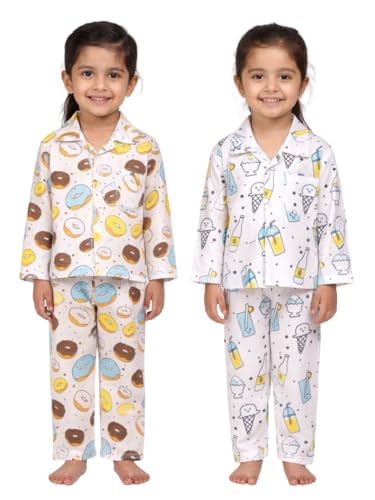 Image of The Mom Store Kids Cotton Night Suit for Boys and Girls | Breathable Night Dress for Kids Boys and Girls | Printed Nightsuit Pajama Set | Comfortable All-Season Sleepwear for Daily Use | Combo Set