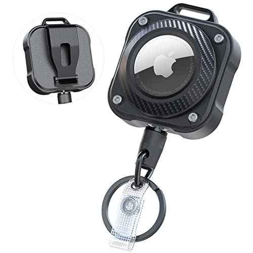 LIUGX Airtag Retractable Keychain with Belt Clip, Airtag Holder, Badge Reel with 31.5” Wire Rope, 10,000+ Rebound, 8oz