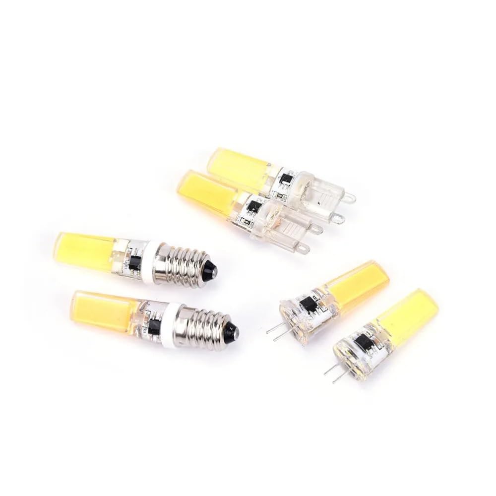 NXCVBNKZJ KJXP Lighting, Pack of 12, Mini LED COB Lamp AC220V G4/G9/E14 6W LED Silicone Bulb Crystal Light Lamp(Warm White,E14 220V)