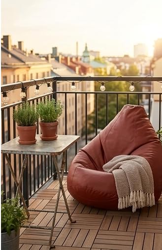 Image of 7 India Leatherette Bean Bag Without Beans| Comfortable Sofa Chair for Living Room, Bedroom & Office | Durable Double Stitch Bean Bag Seat only Cover Color Tan Size XL