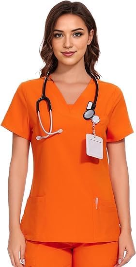 COZYFIT Scrubs for Women - V-Neck Women Scrub Tops with 3 Pockets,Soft Stretch