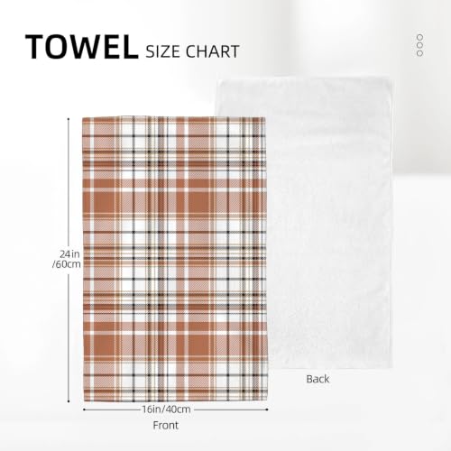 Image of Fall Burnt Orange Brown Black Buffalo Plaid Kitchen Towels Thanksgiving Autumn Decoration Dish Towels, 16x24 Inch Farmhouse Harvest Holiday Decorative Hand Towels for Kitchen Drying Set of 2
