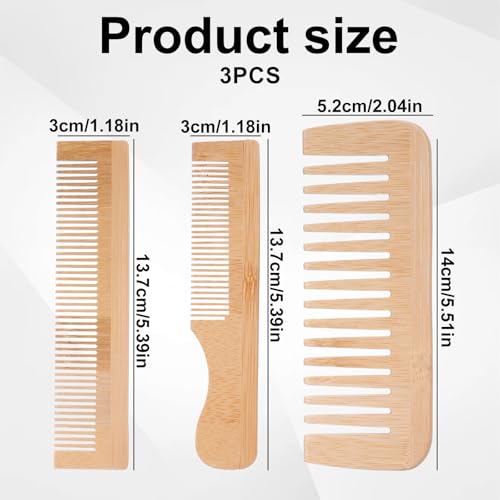 Set de 3 peines de madera para cabello miniatura 2