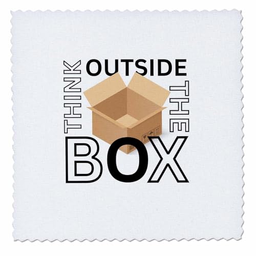 3dRose 3DRose Lourdes - Quote - Image of Quote Think Outside The Box - Quilt Squares (qs-388455-4)
