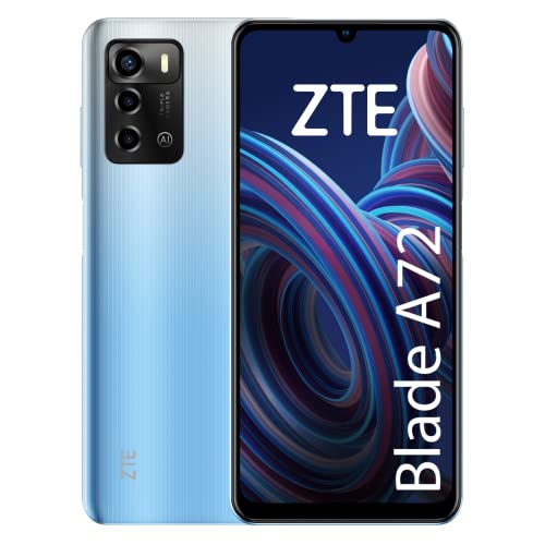 ZTE Blade A72 - Smartphone 6,74' HD+ 90hz, 3GB RAM, 64GB Almacenamiento ampliable a 1TB, Bateria de 5130 mAh, Carga rápida 22,5W, Triple cámara 13MP, Azul