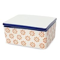 PARUSIA botervloot porselein met deksel, steengoed servies, botervlotjes in 4 verschillende ontwerpen: bloemen, ornamenten, harten, vintage, keramische botervloot voor boter (bloemen oranje PARUSIA botervloot porselein met deksel, steengoed servies, botervlotjes in 4 verschillende ontwerpen: bloemen, ornamenten, harten, vintage, keramische botervloot voor boter (bloemen oranje