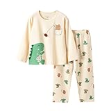 [Hapipana] パジャマ 上下セット 綿 部屋着 ルームウェア 寝間着 2-13歳 男の子 小学生 長袖 子供服 トップス パンツ キッズ カジュアル 快適 肌触りがいい 春 夏 秋（熊と恐竜，130）