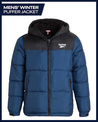 Image of Reebok Mens Winter Jacket - Warm Heavyweight Mens Winter Coat - Wind Water Resistant Insulated Quilted Puffer Jackets for Men