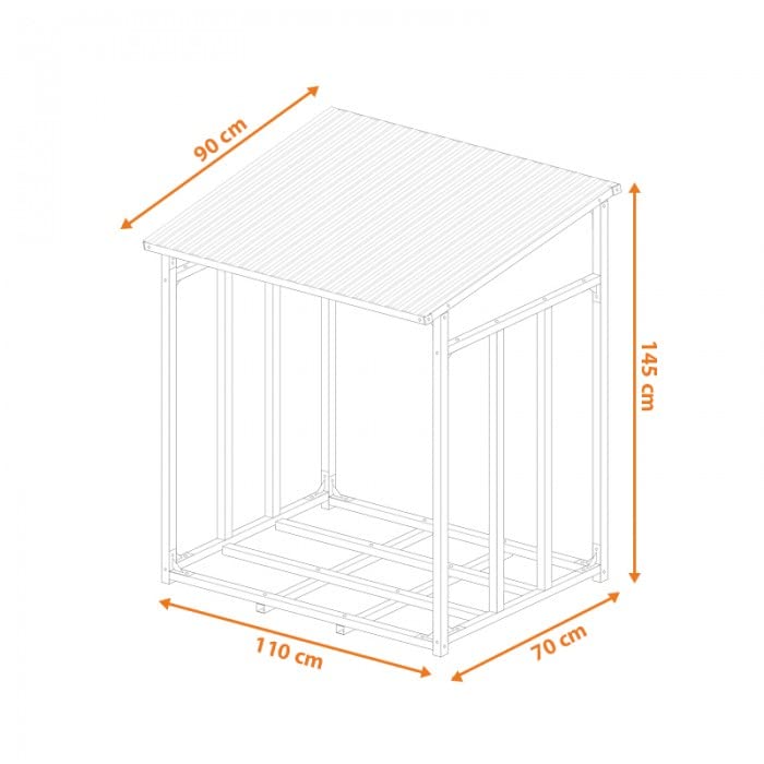 Grindi - Kaminholzregal Kaminholzständer Brennholzregal Holzaufbewahrung - Rakau I, 110x70x145 - Holzkorb für Kaminholz & Holzlager, Holzunterstand für innen und außen