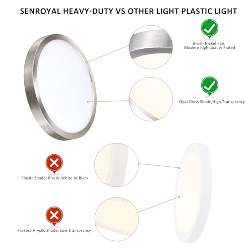 Image of 10 Inch Flush Mount LED Ceiling Light Fixture, Slim Dimmable Flush Mount Light for Kitchen, Metal and Glass Modern Ceiling Light for Low Ceiling, Bedroom, Laundry, Brushed Nickel, 17W, 3000K, 2 Pack