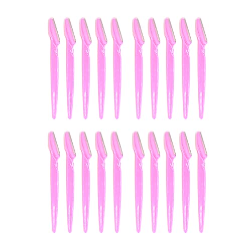 xcpmm 20 Pcs Eyebrow Razors Shaper, Safety Facial Hair Remover Face Shaver Trimmer, Exfoliating Dermaplaning Tool for Women and Men（Pink）