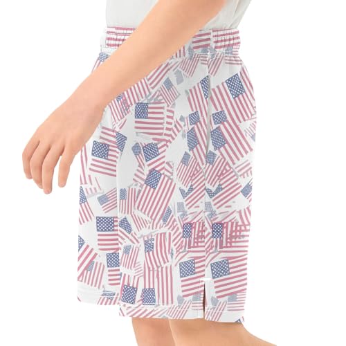 CHIFIGNO Flags School Boys Thick Summer Clothes Boys Shorts with Pockets with Pockets XS4