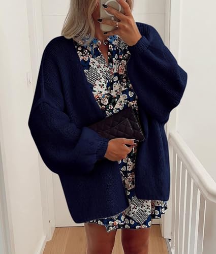 Image of PRETTYGARDEN Womens Oversized Cardigan Sweaters 2026 Fall Long Lantern Sleeve Knit Open Front Lightweight Sweater