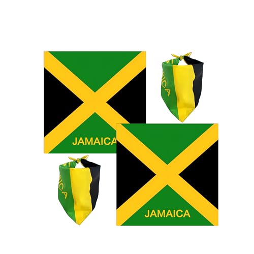 WEITBF 2 Pack Jamaica Flag Bandana Jamaican Scarf Bandanas Headband - 100% Cotton 22 x 22 inch