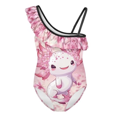 Image of Ladybug Swimsuits for Girls 5-14 One Piece Bathing Suit Kids One Ruffle Shoulder Beach Sport Swimwear