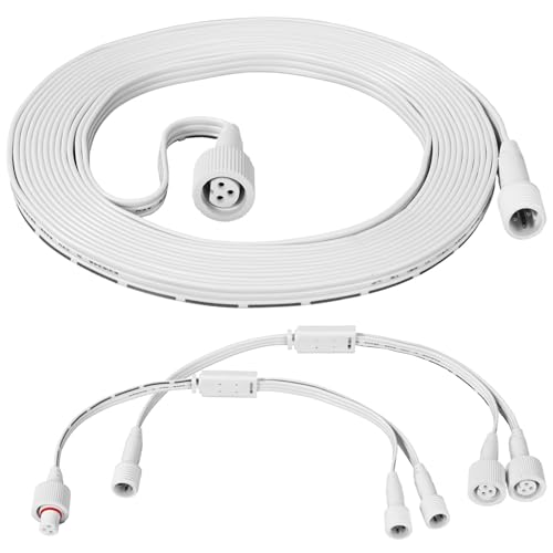 BTFO 3stk Outdoor Leuchten Verlängerungskabel Set, 1 Weiblich Auf 2 Männlich & 1 Männlich Auf 2 Weiblich Y-Splitter & Verlängerungskabel für Govee,H705A H705B H705C H706A H706B H706C