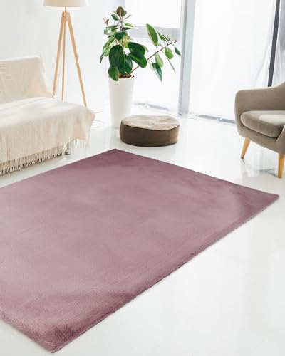 Qiyano Teppich Hochflor - Fellimitat, flauschig, weich, Soft, kuschelig, einfarbig, Pastell -...