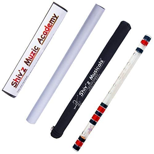 Shiv'z Muzic Flute, Acrylic (Transparent) Bansuri, E Natural Medium, with Written Manual & Bag-picture-28