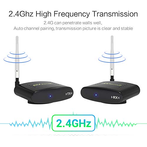 Wireless Audio Transmitter and Receiver,PAKITE 2.4GHz 24 Channels with IR Remote Extender ,Support 480P 656FT Transmission Wireless RCA Video & Audio Sender for Satellite DVD to TV Home Use - Thumbnail 5