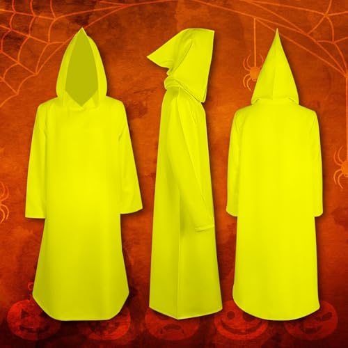 Boys Girls Halloween 𝐂ostume Cloak Cape Witch Hoodie Open Front Plain Cape Holiday Party Trendy (Yellow, 3-4 Years)3