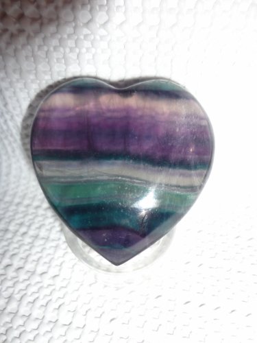 SaDity Give Heart and Love Fluorite Arc-en-Ciel 350+ cts de Magnifiques Palmiers en Forme de cœur Vert, Bleu Sarcelle et Violet 5,1 cm