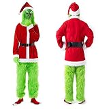 WPOZD Christmas Deluxe Green Monster Costume - 7PCS Adult, Suit Deluxe Adult with Green Monster Mask