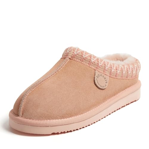 Image of Fireside by Dearfoams Women's Greta Genuine Shearling Clog Slippers, 100% Natural Suede Clogs for Outdoor & Indoor