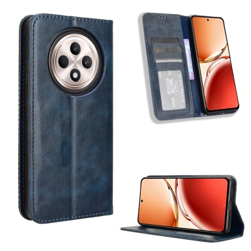 Protection cuir Oppo Reno 12F 5G CPH2637 bleu à rabat