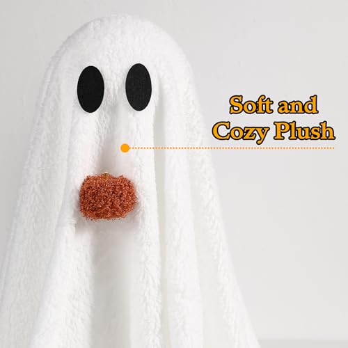 Image of Halloween Decorations-2 Pack Light-Up Sherpa Ghosts with Pumpkin