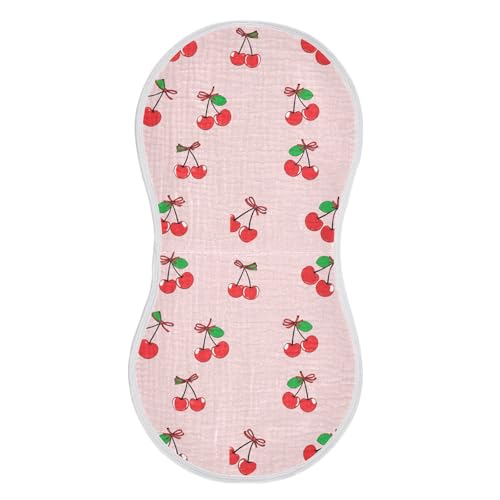 Cherries Baby Burp Cloths for Boys and Girls, Soft Muslin Spit Up Towels, 22
