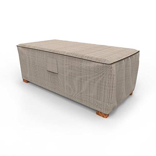 Budge P4A03Pm1 English Garden Slim Patio Ottoman/Coffee Table Cover Heavy Duty And Waterproof, Medium, Two-Ton Tan #TOP16
