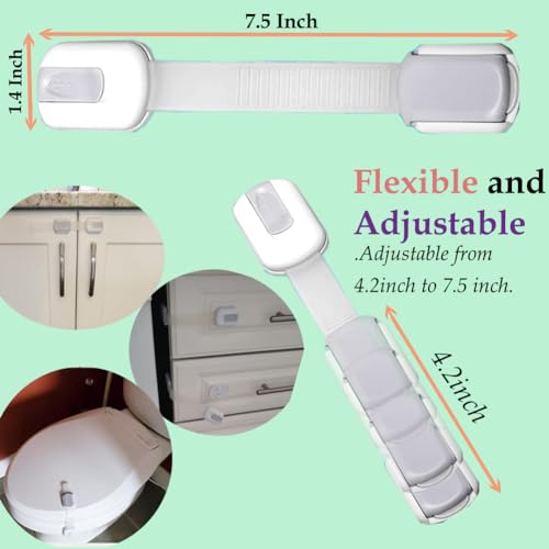 Child Proof Baby Safety Locks For Cabinet Locks Extra 3M Adhesive No Screws For Drawers Cupboard Doors (8Pack child safety cabinet locks) - Image 3