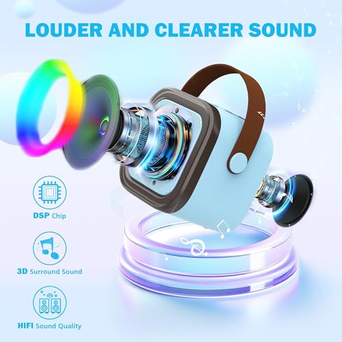 Mini machine de karaoké pour enfants et adultes avec 2 micros sans fil