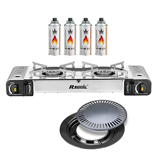 Mianova Campingkocher Doppel Gaskocher 2 flammiger Shisha Anzünder Grill...