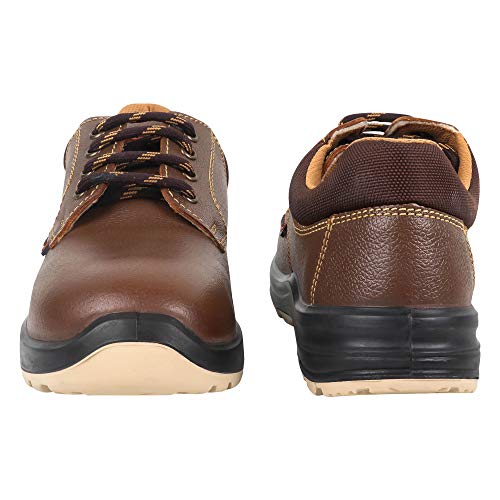 Coffer Safety AZ-82344 Formal Safety Shoe (Tan Leather Upper, Heat, Oil & Acid Resistant, 200 Joule Steel Toe Cap, Dual Density PU Sole) (Size 06 INDIA)