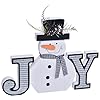 Wooden Christmas Block Sign Snowman Decor Premium Winter Decorations for Home Indoor Snowman Decorations Christmas Joy Sign for Mantel Table Centerpiece Holiday Decor White
