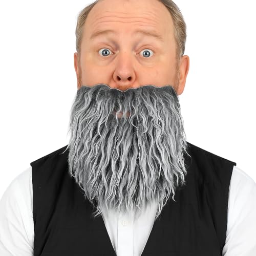 Fake Grey Mustache Adult Realistic Synthetic Hair Beard for Wizard Costume Adults Novelty Halloween (Gray)