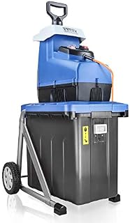 Hyundai Quiet Electric Garden Shredder 2800w 2.8 kw 230v 44mm Chipping Capacity Portable Branch Shredder 10m Power Cable 60L Collection Bag, 3 Year Warranty