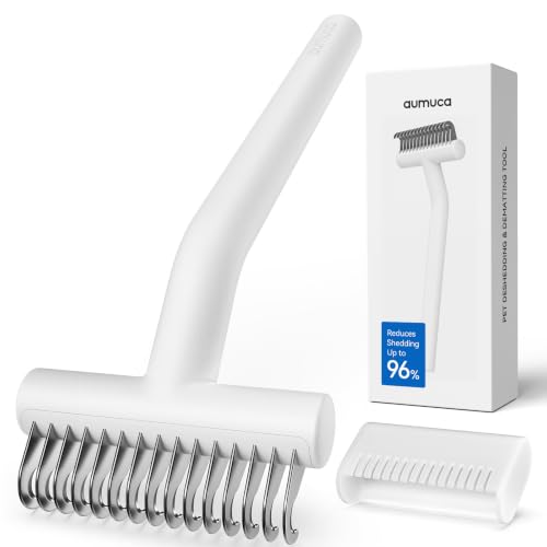 aumuca Undercoat Rake for Dogs, Deshedding &amp; Dematting Comb for Cats, Horse
