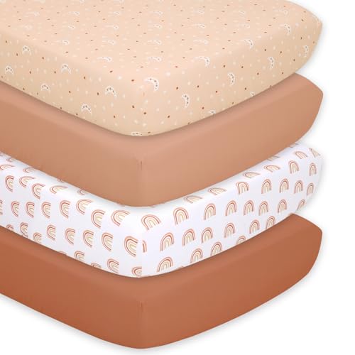 The Peanutshell 4-Pack Fitted Crib Sheet Set - Super Soft & Breathable Baby Girl or Boy Crib Sheets, Nursery Decor, Fit for Standard Mattress Cover-...