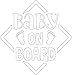 Adesivo da auto *** BABY ON BOARD *** Vinile di alta qualità, 15 x 16 cm, colore Bianco - Ideale per il lunotto posteriore