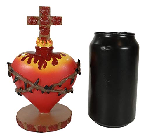 Ebros Day Of The Dead Sacred Heart Of Jesus With Crown Of Thorns Rose Of Sharon And Flame Crucifix Cross Figurine God's Compassion For Humanity Religious Latin Mexican Catholic Decor Statue #TOP5