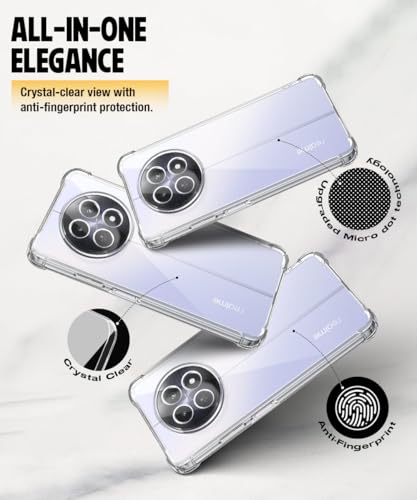 Image of WOW IMAGINE Clear Back Cover for Realme 13 5G | Realme 12 5G | 12X 5G | Narzo 70x 5G | C65 5G | N65 | Shockproof Soft TPU Case | Cushioned Edges for Ultimate Protection Back Cover Case - Transparent