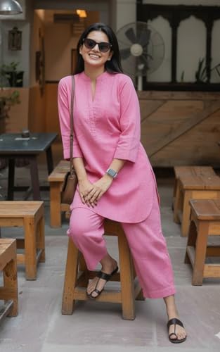 Image of Cord Set for Women Cotton Stylish Co Ord Outfit Kurta Pant Western Office Casual Summer Wear Style Coord Sets for Women Stylish Dress Daily Use Co Order, Coat, Cod, Cot, co-ord, corts