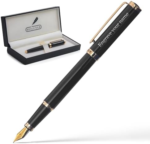 Scriveiner Luxury Fountain Pen - Stunning Gold Pen, 24K Gold Finish, Schmidt 18K Gilded Nib (Medium), Converter, Best Pen Gift Set For Men & Women, Professional, Executive, Office, Nice Pens - View #5
